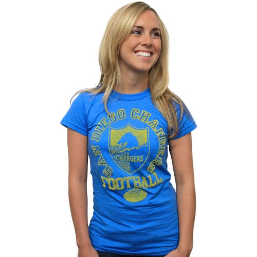 NFL San Diego Chargers Woman's Vintage Flock Short Sleeve Crew Tee, Blueberry, Small