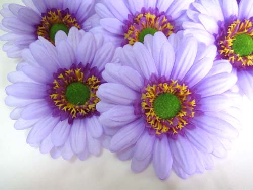 (12) BIG Silk Purple Gerbera Daisy Flower Heads , Gerber Daisies - 3.5