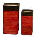 Square Ceramic Planters Set of 2 - Red