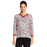 Alfred Dunner Women's Printed V-Neck Sweater, Multi, Large
