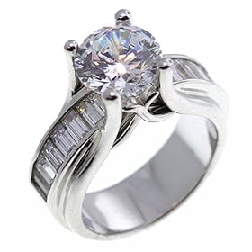 Cubic Zirconia: Sterling Silver with Signity Cubic Zirconia Solitaire Ring