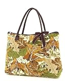 Large Belvah Quilted Camouflage Print Tote Handbag (Brown)