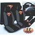 Search : 9-Piece Auto Interior Gift Set - 2 Superman Classic Red and Yellow Shield Front Low Back Bucket Seat Covers, 2 Superman Classic Red and Yellow Shield Head Rest Covers, 1 Superman Classic Red and Yellow Shield Steering Wheel Cover, and 2 Superman Classic Red and Yellow Shield Shoulder Harness Pressure Relief Covers