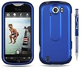 BLUE Rubber Touch Snap-On Phone Protector Hard Cover Case And Car Charger f ....
