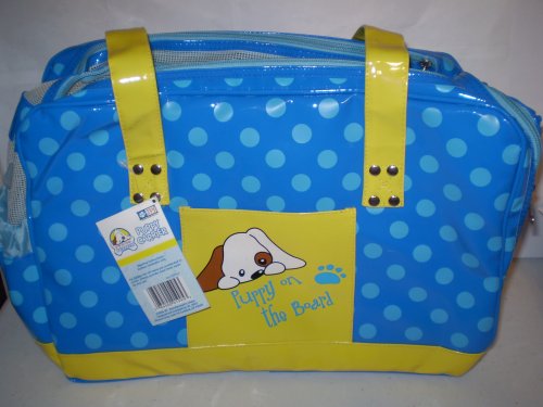 JPI Pre-school Puppies Puppy Carrier: "Puppy on the Board" Blue, Yellow and Red Puppy Carrier Duffle Bag
