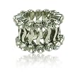 Silvertone Dual Clear Crystal Lined Stretch Ring