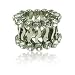 Silvertone Dual Clear Crystal Lined Stretch Ring