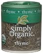 Simply Organic Thyme Leaf Whole Certified Organic, 0.28-Ounce Containers (Pack of 6)