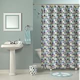 Art Deco Dots Multi-colored Cotton Fabric Shower Curtain - 72 in. W x 72 in. L by 