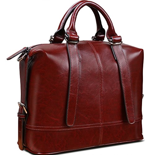 YALUXE Women's Vintage Style Genuine Leather Top Handle Cross Body Shoulder Bag