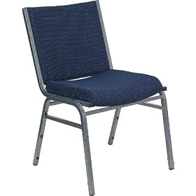 Heavy Duty, 3'' Thickly Padded, Navy Patterned Upholstered Stack Chair [XU-60153-NVY-GG] by Furniture Crew