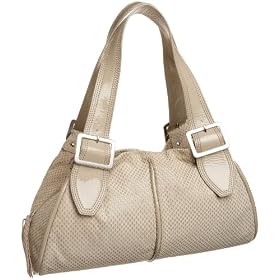 SONDRA ROBERTS NEW YORK Taupe Lattice E/W Double Shoulder Bag