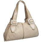 SONDRA ROBERTS NEW YORK Taupe Lattice E/W Double Shoulder Bag