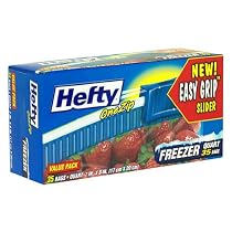 Hefty One Zip Value Pack Quart Freezer Bags, Case Pack, Nine - 35 Count Boxes (315 Bags)