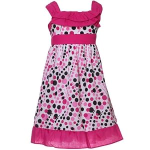 RMLA Little Girls Pink Sleeveless Polka Dot Spring Summer Dress 4-6X