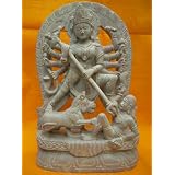 Durga the Invincible Killing the Buffalo Demon Stone Sculpture 12 Inch