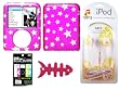 Cuffu Ipod Nano3 Bundle Hard Case Pink Star/ibass Earphone/fish Cord Manager/screen Guard