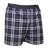 Navy Blue and Light Blue Tartan Plaid Check Cotton Flannel Plaid check boxers boxer shorts available in 5 adult sizes exposed waist false fly