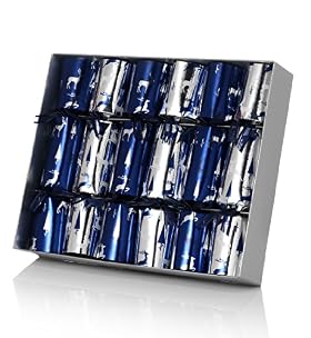 6 Blue & Silver Reindeer Mini Luxury Christmas Crackers