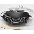 K�chenprofi 0410001036 Wok Set mit Glasdeckel und Zubeh�r, 36cm