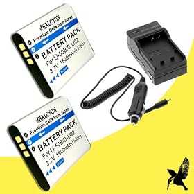 Two Halcyon 1500 mAH Lithium Ion Replacement Battery and Charger Kit for Pentax Optio W60 10 Megapixel Digital Camera and Pentax D-LI92
