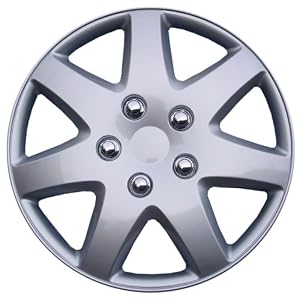 Drive-Accessories-KT962-16S-L-16-Silver-and-Lacquer-ABS-Plastic-Wheel-Cover-Replica-Hubcaps-Pack-of-4