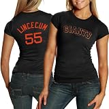 MLB San Francisco Giants #55 Tim Lincecum Black Glitter Player T-shirt (X-Large)