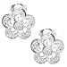 10k White Gold Diamond Flower Earrings (1/10 cttw, I-J Color, I1-I2 Clarity)