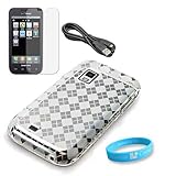 White Clear Checkered Skin Case for Samsung Galaxy Fascinate SCH- i500 + An ....