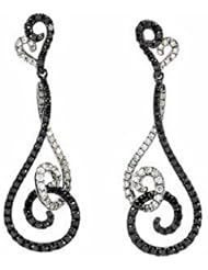 14K White Gold Black and White Diamond Earrings - 1.50 Ct. -- LIFETIME WARRANTY