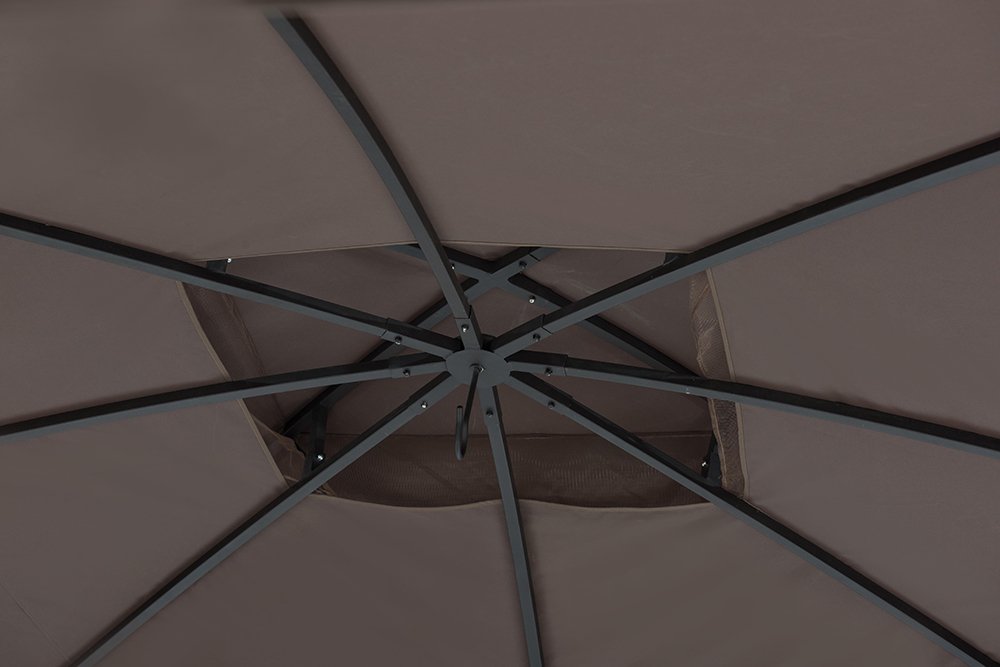 Sunjoy 12 x 10 Sonoma Wicker Gazebo, Large, Brown/Gold Trim