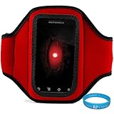 Red Moisture Resistant Protective Neoprene Exercise Workout Armband with Ad ....