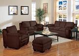 Microfiber Sofa Set - 4 Piece in Chocolate Microfiber - Coaster