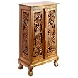 Handmade Asian Furniture - 40" Exotic Peacocks Storage Cabinet / End Table - Natural Finish