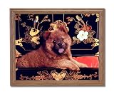 Chow Puppy Dog Kids Room Animal Pet Home Decor Wall Picture Oak Framed Art Print