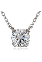Plated Sterling Silver and Swarovski Zirconia (1cttw) Solitaire Pendant Necklace, 18"