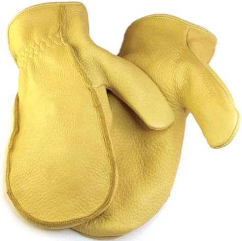 Tan Lined Elkskin Chopper Mittens - Leatherbull (Free U.S. Shipping)