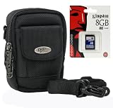 Extrem robuste Kameratasche, Fototasche mit integriertem Regencape, Set mit 8 GB SD Speicherkarte für Canon Powershot A 490, 495, SX200, 120, SX 120, SX 130, S 90, G9, G10, G11, G12, A2000, A590