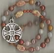 Anglican Rosary of Agate with Pewter Canterbury Cross