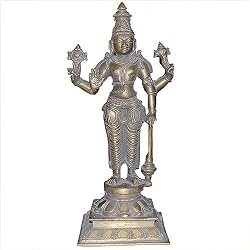 Vishnu Statues Brass Collectibles and Figurines 4.5 x 4.5 x 12 inches (vishnu1084a)