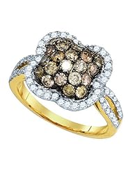 1.60CT COGNAC DIAMOND FLOWER RING