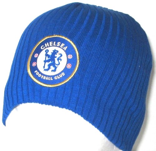 Chelsea FC ribbed beanie hat royal blue