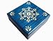 Wooden Box, 5235, Traditional Polish Handcraft, Hinged, Blue with Carved Flowers and Leaves, 4.5