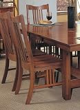 2 Mission Style Brown Cherry Finish Solid Oak Dining Chairs