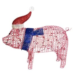 100lt Pink Glitter Wire Pig 