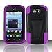 For Zte Awe N800 (Virgin Mobile) Dual Layer Tuff Armor Impact Hybrid Soft Silicone Cover Hard Plastic Case + [WORLD ACC] TM Brand Brand 1100mA Built in smart IC chip Car Charger + Silver Stylus Pen + Black Dust Cap Free Gift (Y Stand Black / Purple)