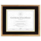 DAX Hardwood Document/Certificate Frame With Charcoal & Gold-Tone Mat 11 X  ....