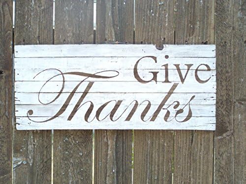 12 x 27 inch Handmade Rustic White Washed Give Thanks Thanksgiving Sign on Genuinely Aged Reclaimed Barn Wood