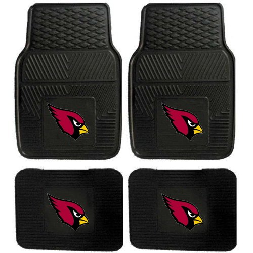 NFL Arizona Cardinals Car Floor Mats Heavy Duty 4-Piece Vinyl - Front and Rear