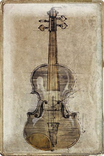 Tin Sign Bar Party Wall Decoration nostalgia violin Metal Plate 8X12"